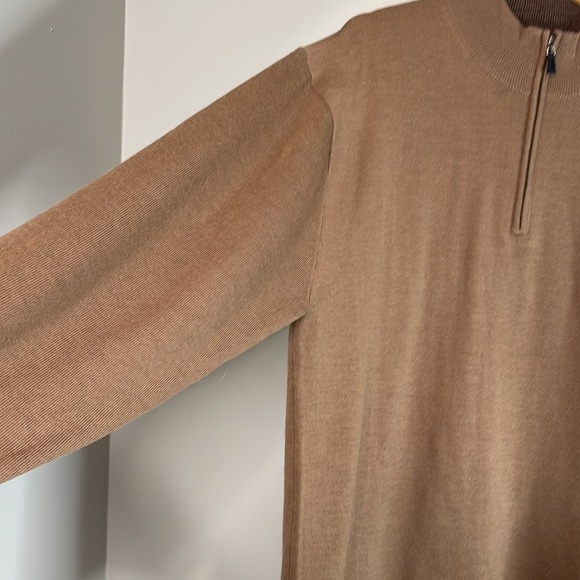 Pronto Uomo Men’s Merino Wool Blend Quarter Zip Sweater Taupe Brown Size XL - Picture 5 of 9